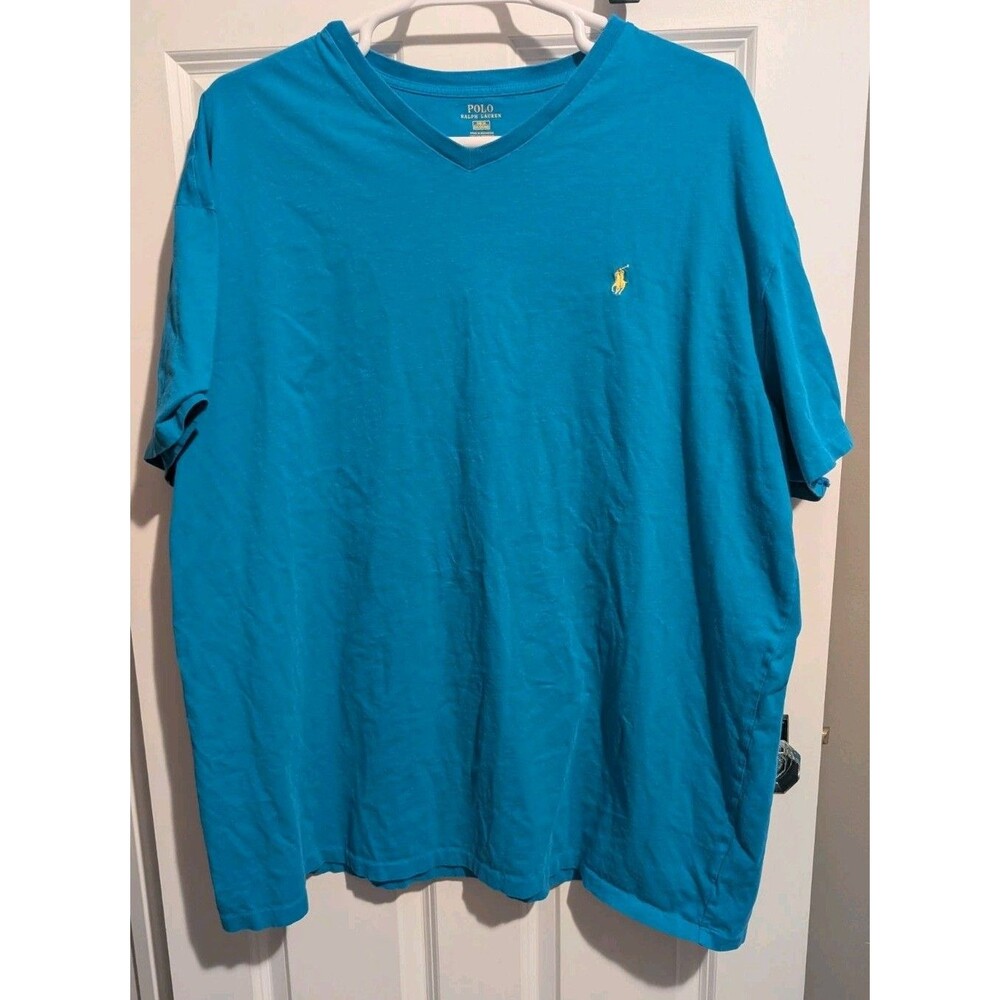 Polo Ralph Lauren Shirt Men's Size 3xb Teal Yellow Pony Horse Vintage 100 Cotton